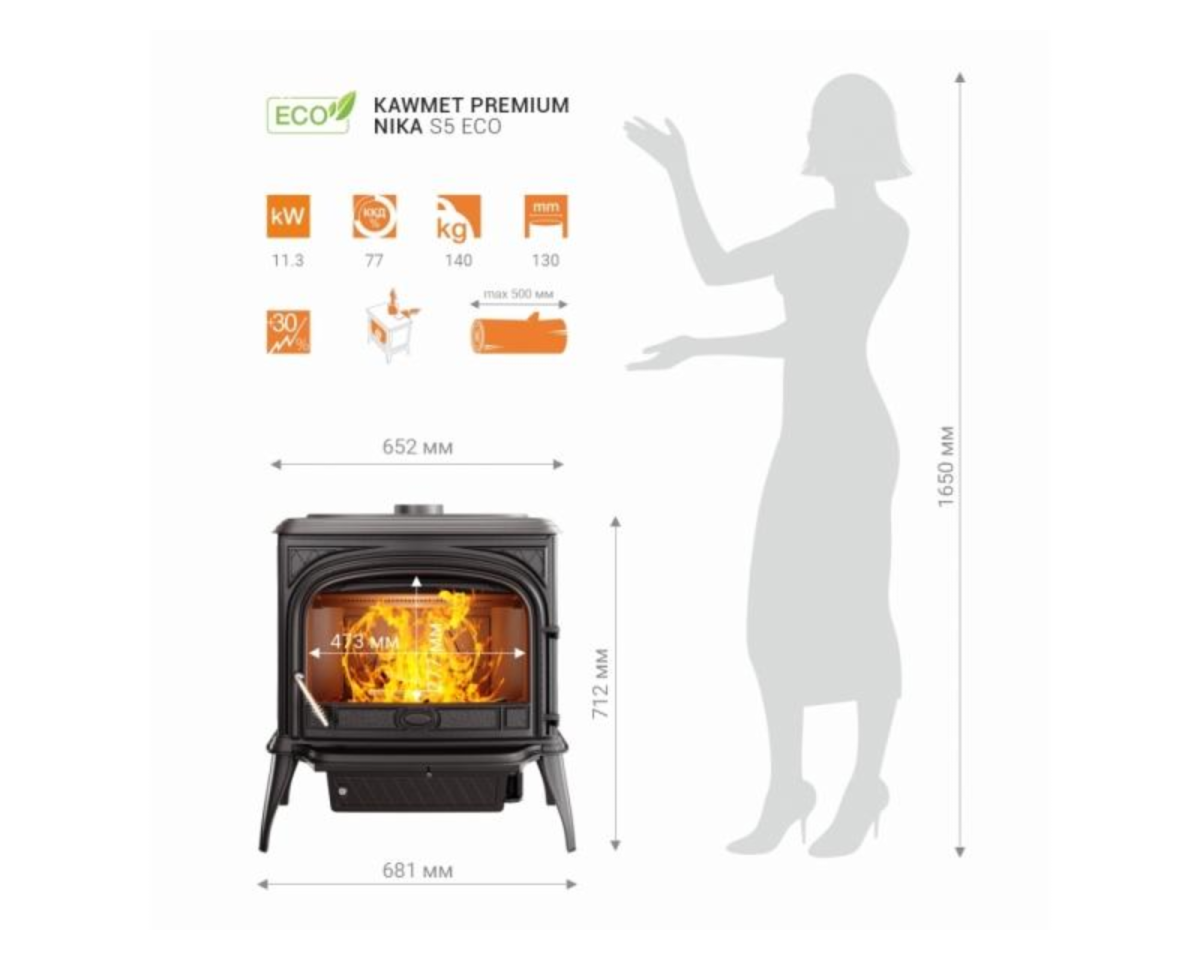 Piecyk wolnostojący żeliwny Kawmet Premium Nika S5 Eco - obrazek 5